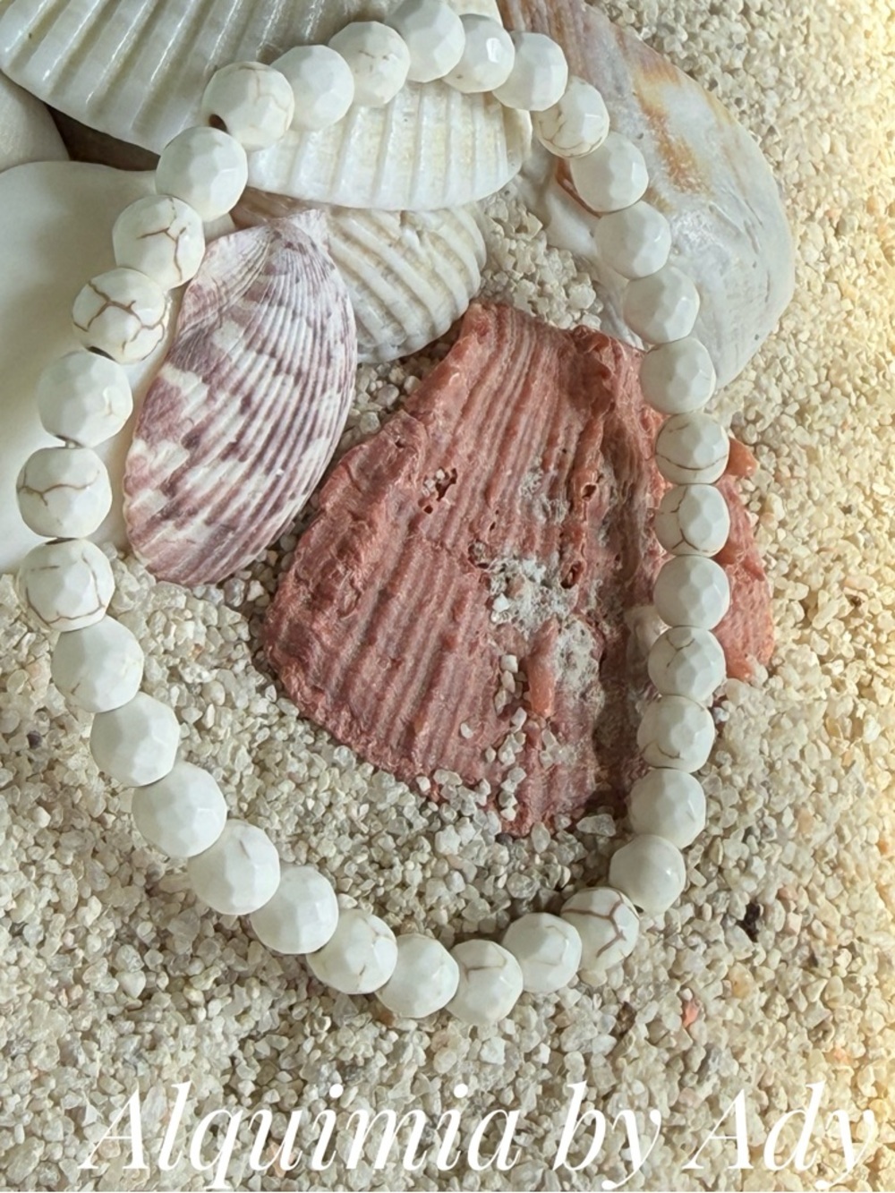 White turquoise Faceted Bead Bracelet